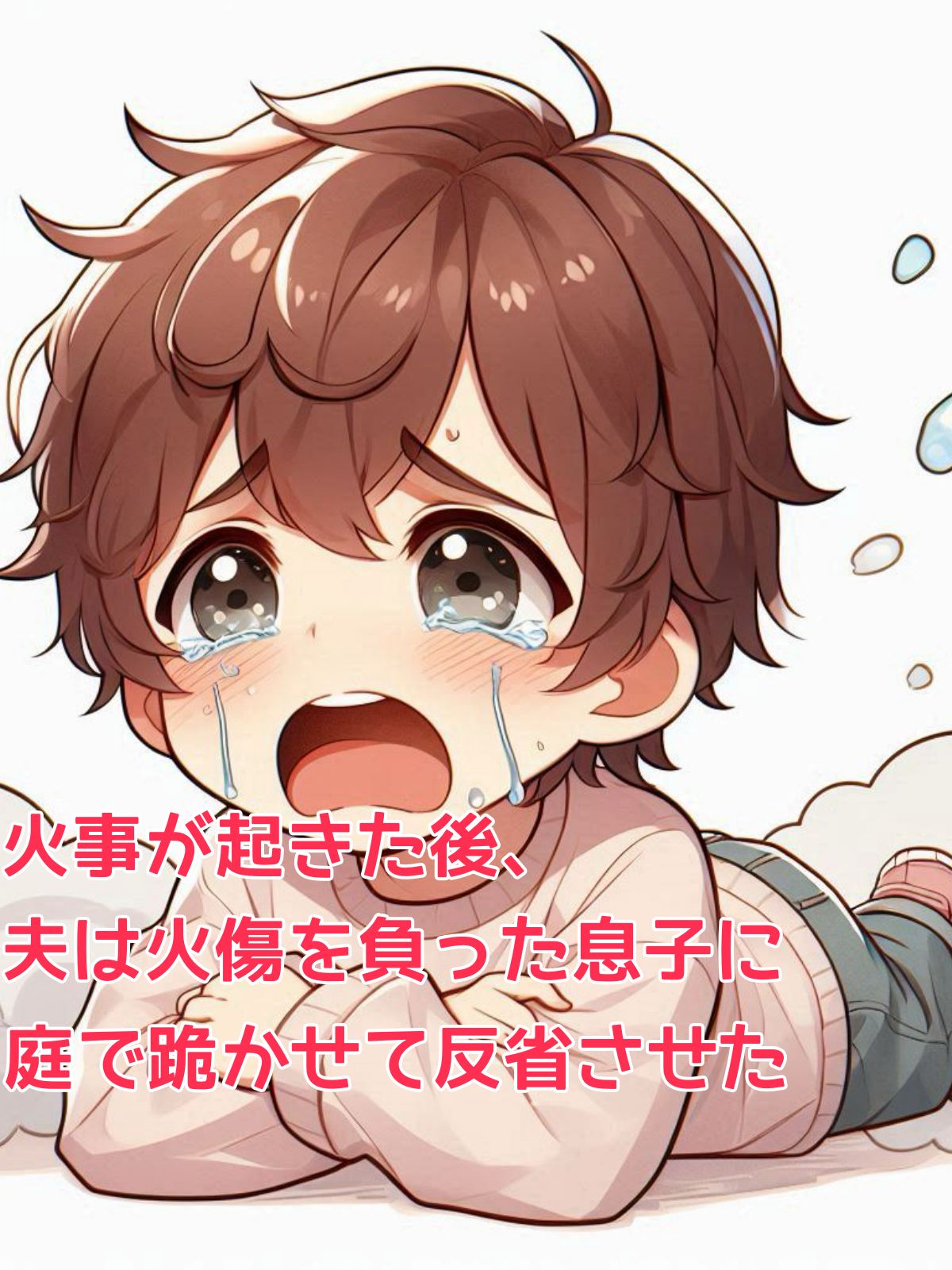 火事が起きた後、夫は火傷を負った息子に庭で跪かせて反省させた