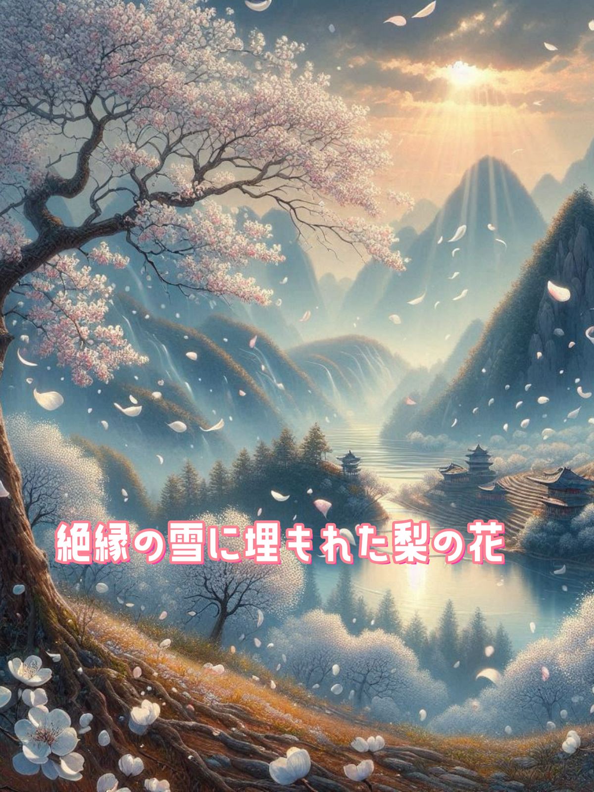 絶縁の雪に埋もれた梨の花