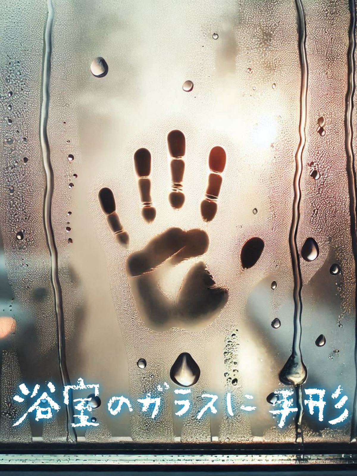 浴室のガラスに手形
