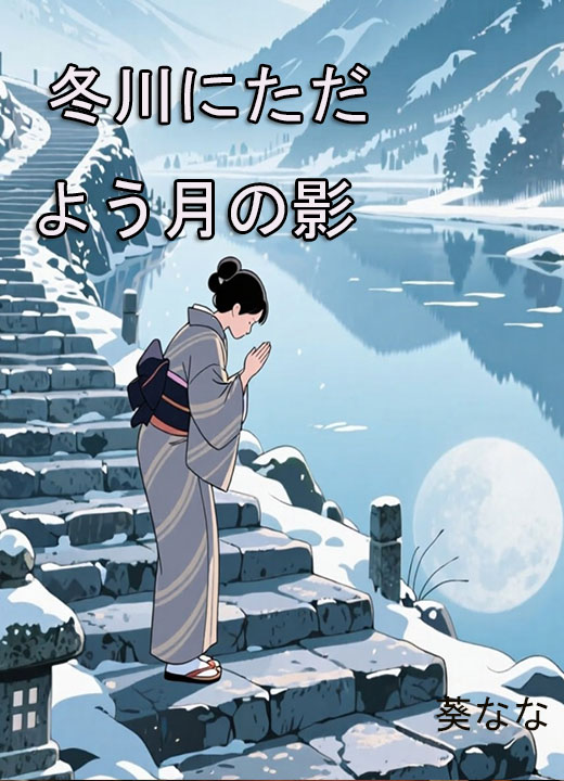 冬川にただよう月の影