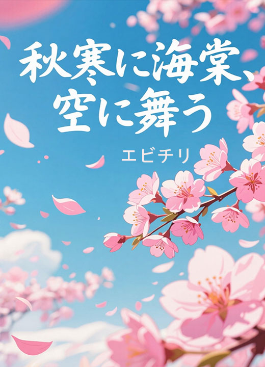 秋寒に海棠、空に舞う