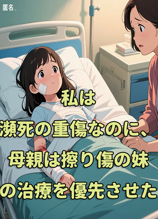 私は瀕死の重傷なのに、母親は擦り傷の妹の治療を優先させた