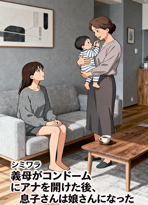 義母がコンドームにアナを開けた後、息子さんは娘さんになった