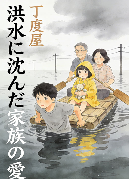 洪水に沈んだ家族の愛