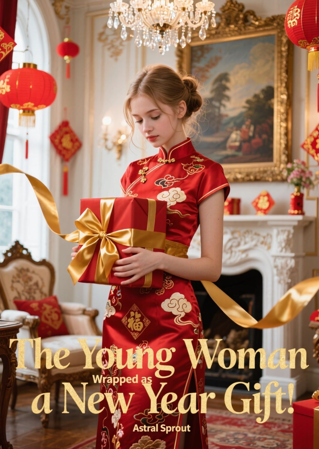The Young Woman Wrapped as a New Year Gift